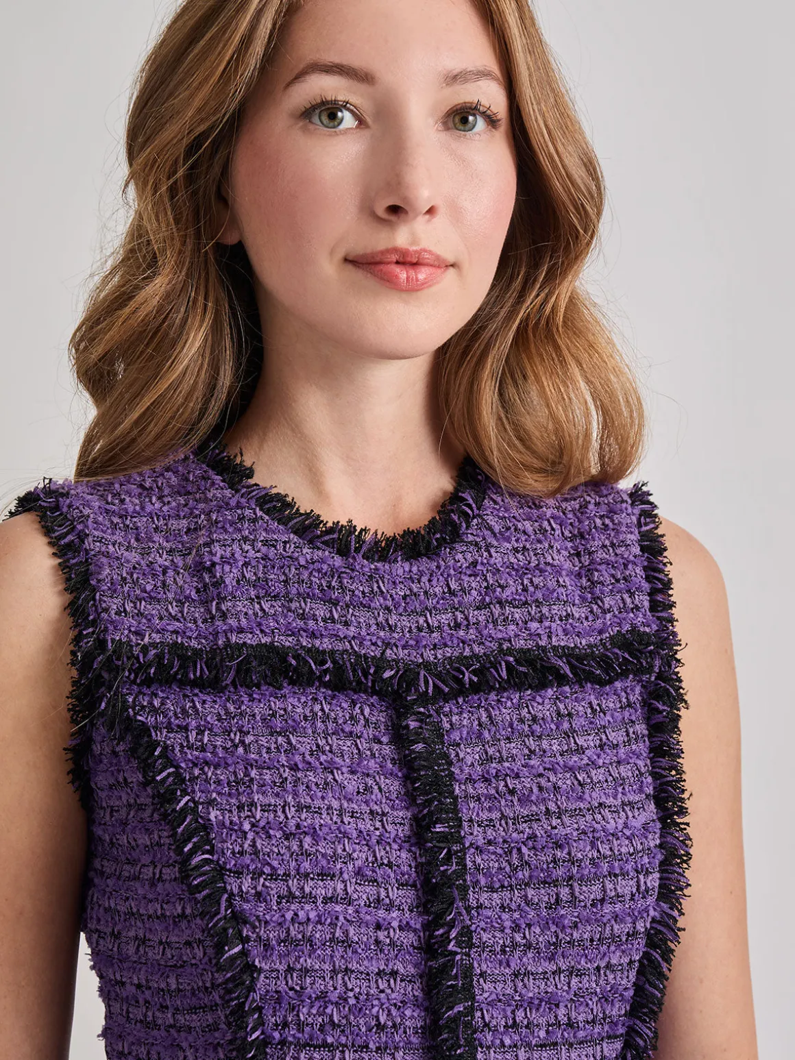 A-Line Princess Seam Fringe Trim Knit Dress