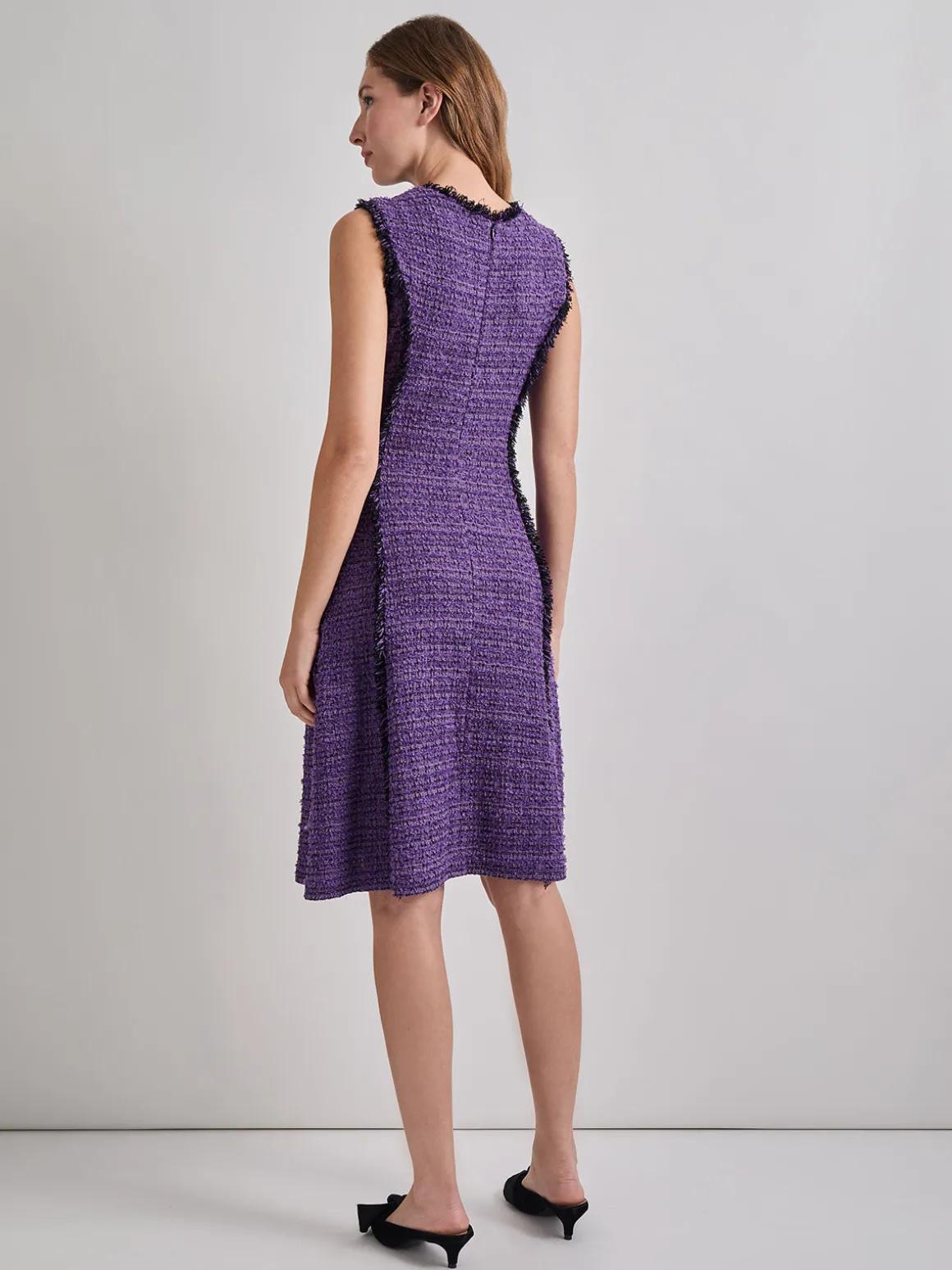 A-Line Princess Seam Fringe Trim Knit Dress