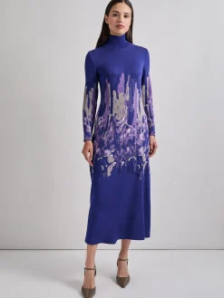 A-Line Watercolor Soft Knit Maxi Dress