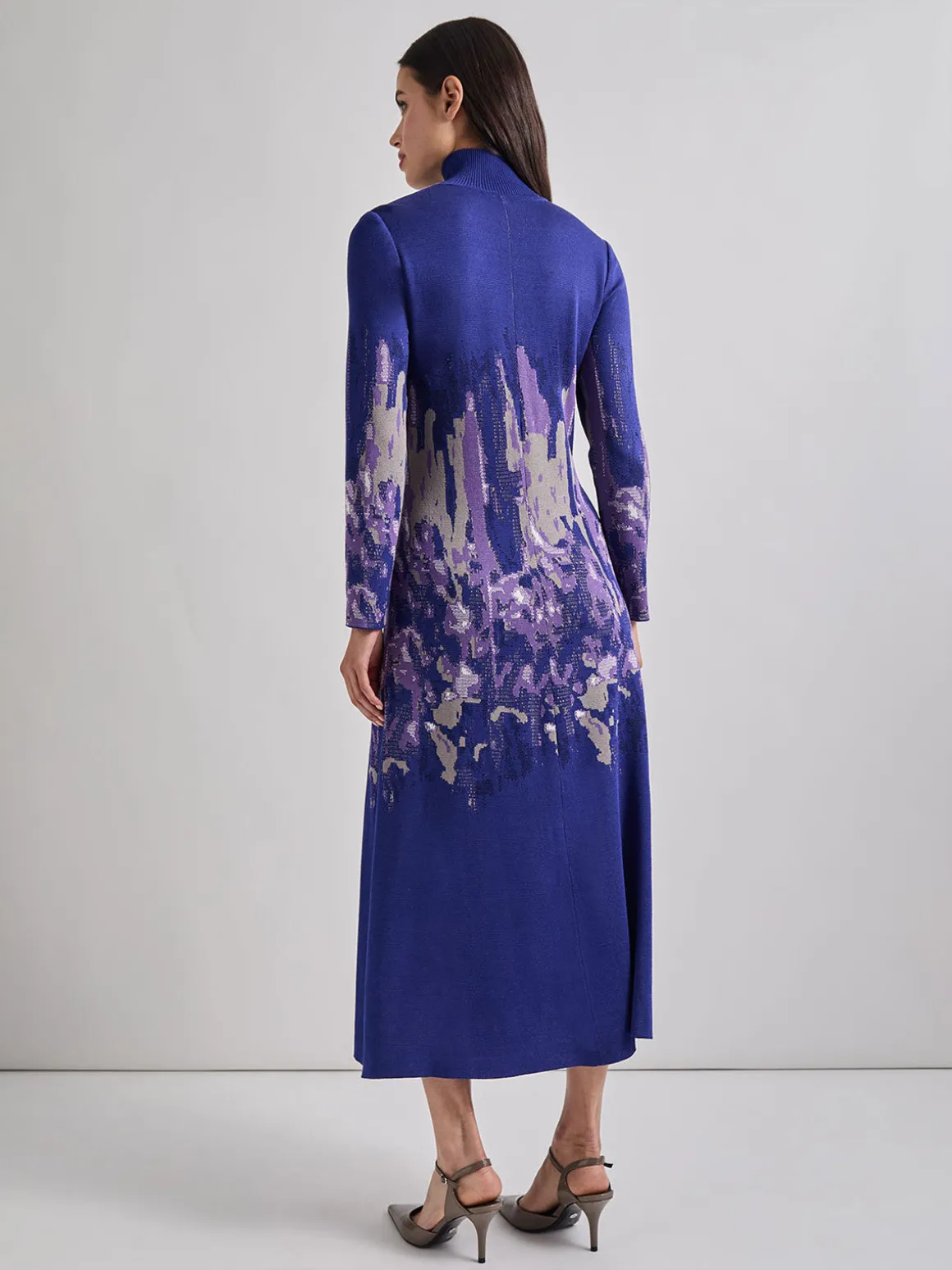 A-Line Watercolor Soft Knit Maxi Dress
