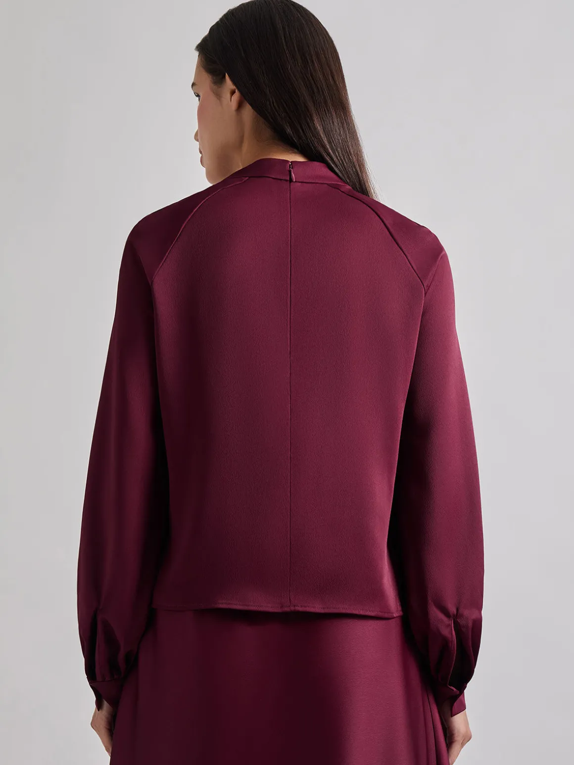 Asymmetrical Neckline Crepe de Chine Blouse