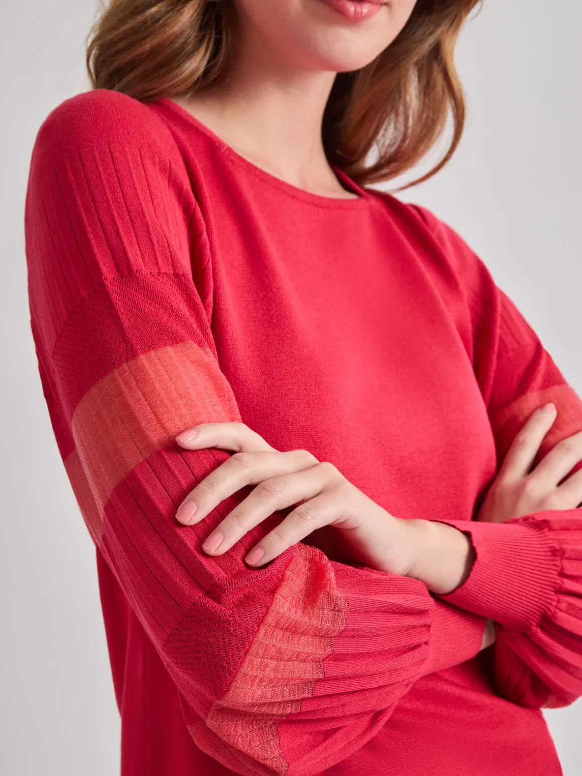 Burnout Accent Bishop Sleeve Soft Knit Tunic
