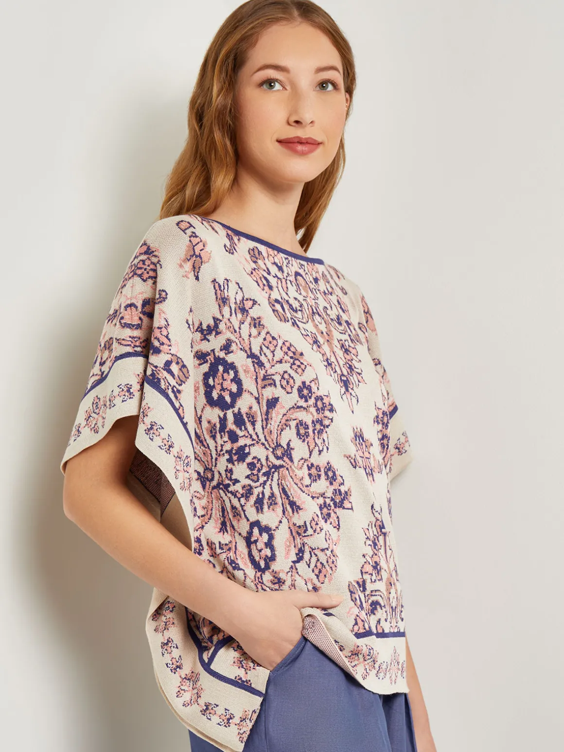 Cape Sleeve Tunic - Soft Jacquard Knit