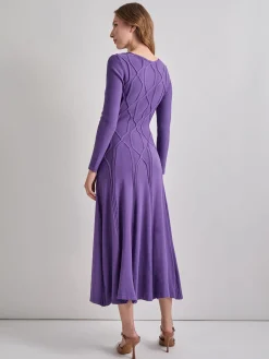 Fit-and-Flare Raised Geometric Recycled Knit Maxi Dress