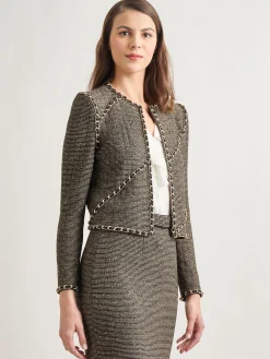 Heritage Fit Curbed Chain Trim Lurex Knit Jacket