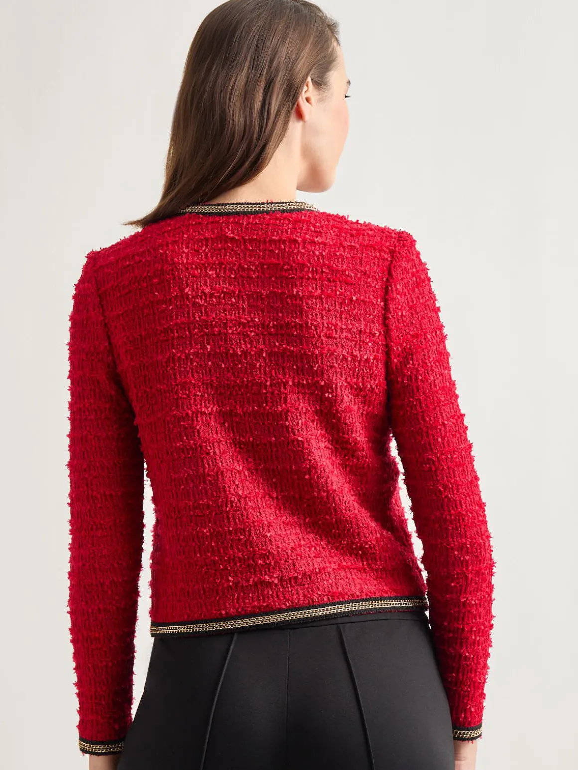 Heritage Fit Double Chain Trim Eyelash Knit Jacket