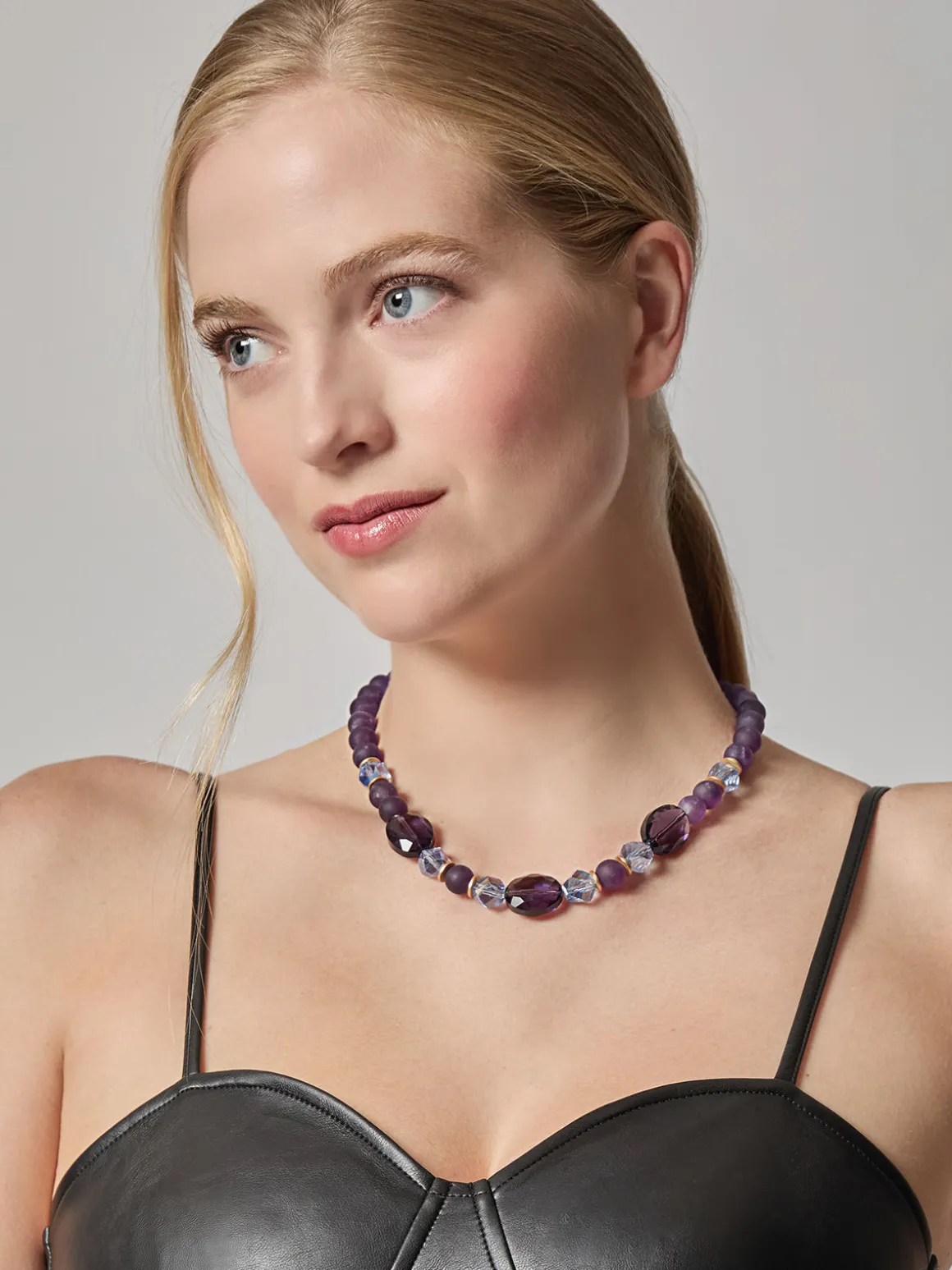 Matte Amethyst Crystal Necklace