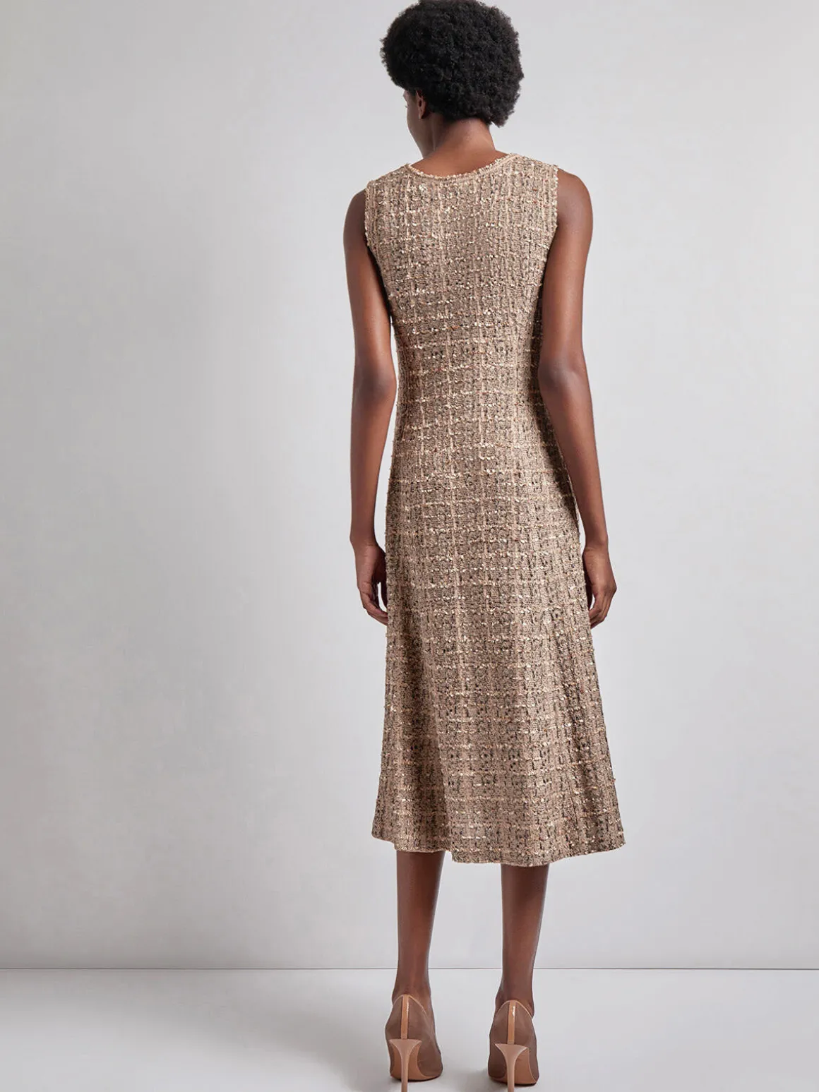 Maxi Fit & Flare Tweed Knit Dress