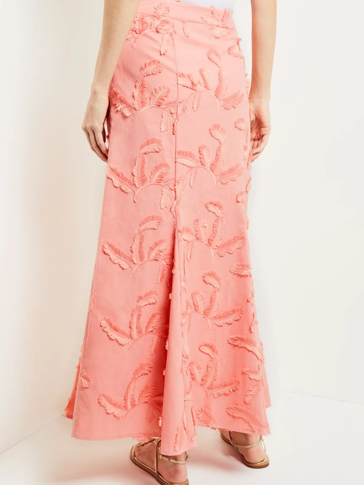 Maxi Trumpet Skirt - Fringe Applique Cotton