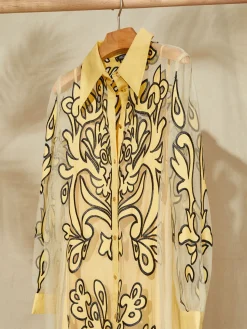 Midi Applique Shirtdress - Sheer Woven
