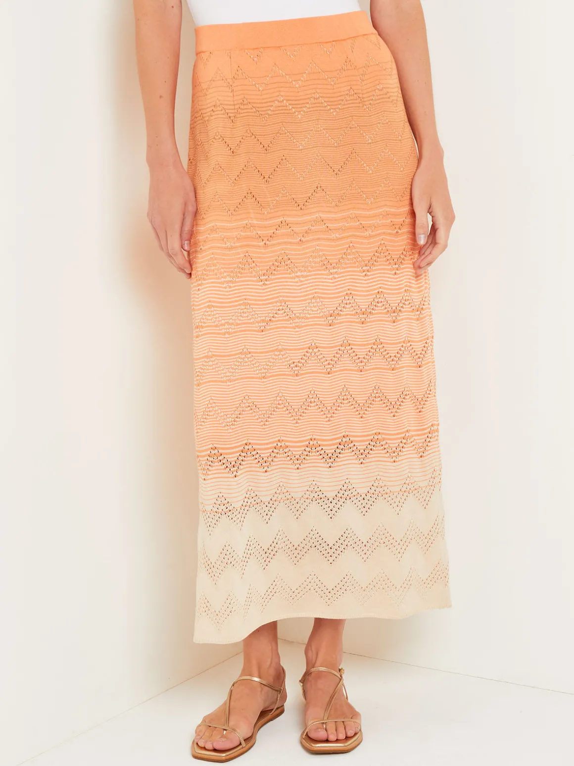 Midi Straight Skirt - Ombre Pointelle Soft Knit