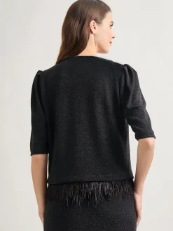 Modern Fit Ostrich Feather Trim Stretch Woven Jacket