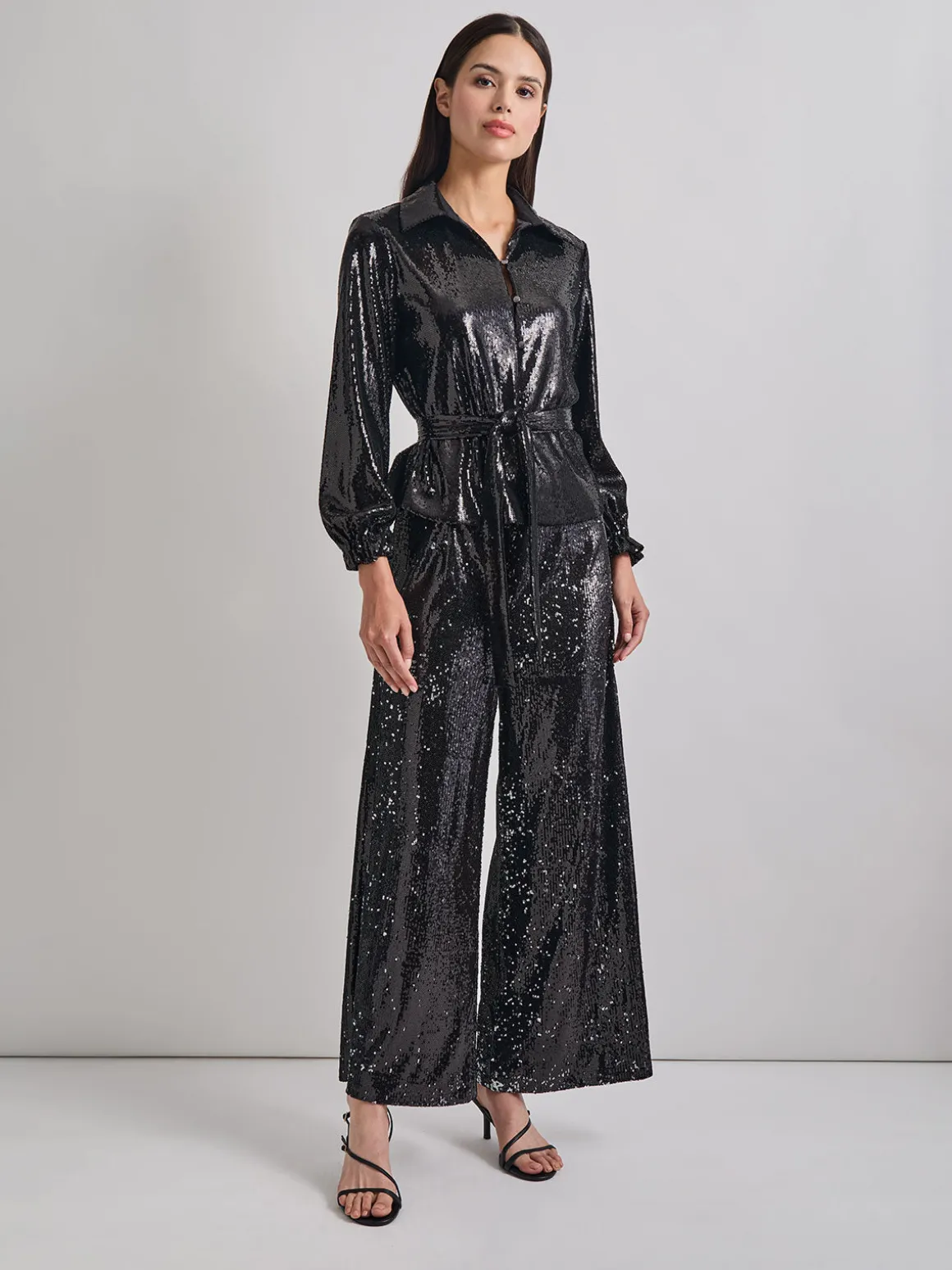 Sequin Novelty Woven Wide Leg Pant
