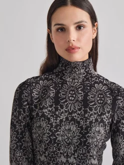 Two-Tone Damask Jacquard Knit Tunic