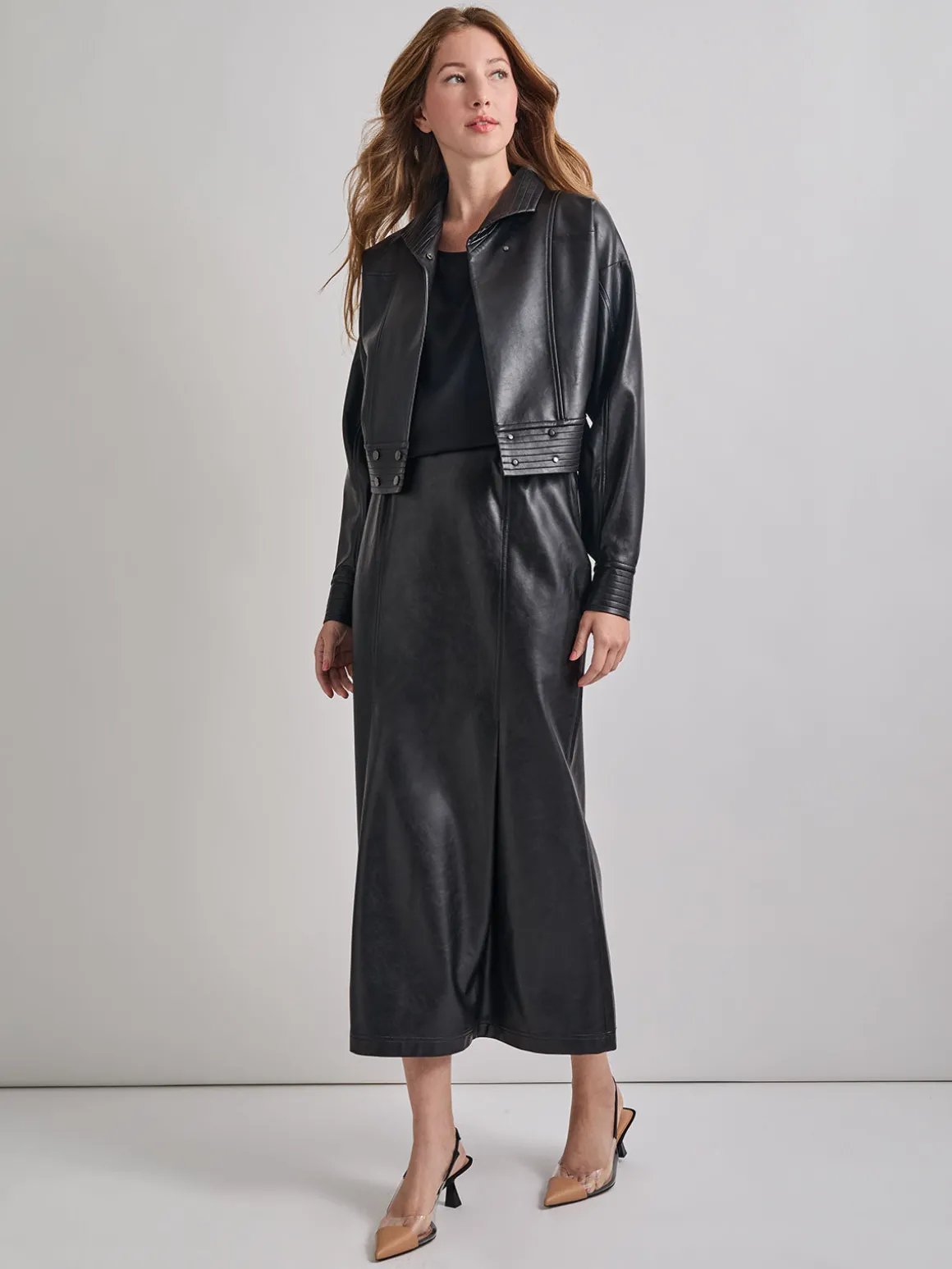 Vegan Leather Cropped Moto Jacket